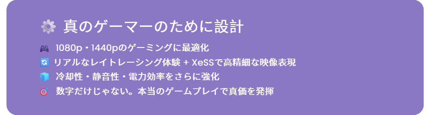 本物のゲーマーのために設計されたIntel Arc グラフィックス