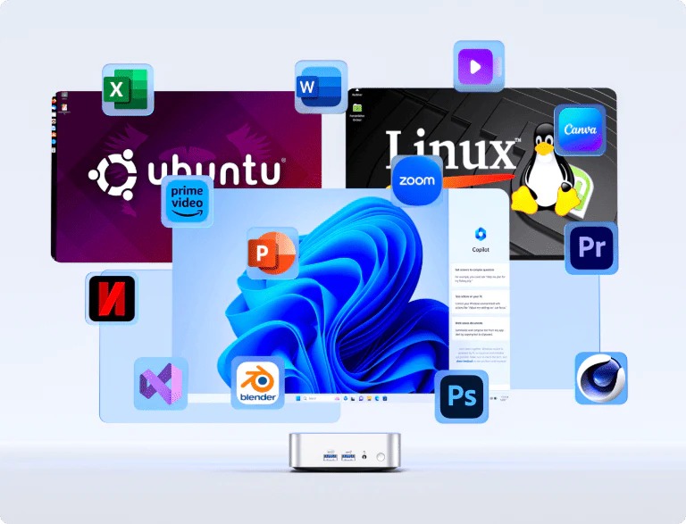 windows linux対応のGEEKOMミニPC