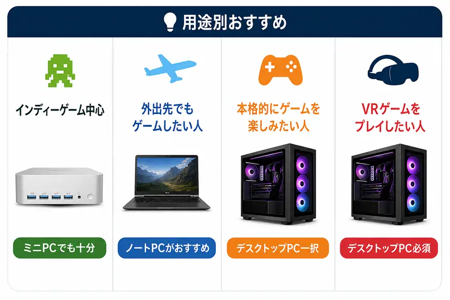 Steamゲーム用PCの選び方（ミニPC・ノートPC・デスクトップ比較）